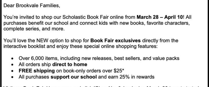 Book Fair: March 28 – April 10